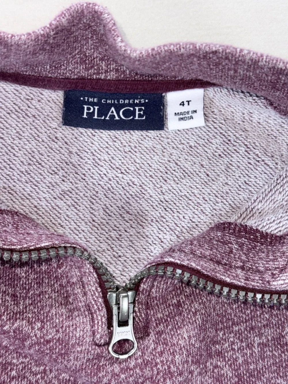 The Children's Place Boys 1/4 Zip Pullover Sweatshirt Maroon Marl 4T EUC